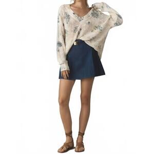 NEW PILCRO slouchy v-neck sweater in ivory combo